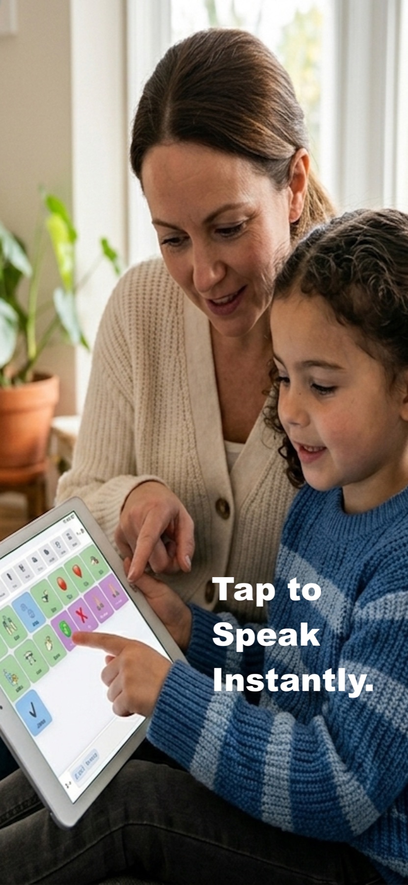 Tap to speak instantly with Verbo Speak symbol boards